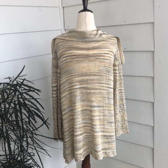 Relativity, size L, light long sweater, ombré gold/cream/gray coloring - Picture 3 of 7